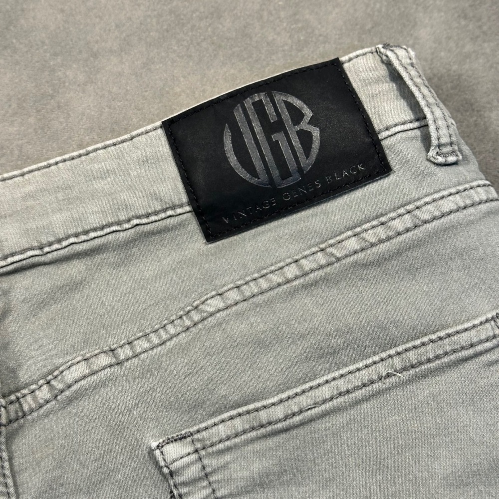 Vintage Genes Black Denim Shorts Mens 36 Gray Slim Fit Stretch Excellent - Picture 7 of 8